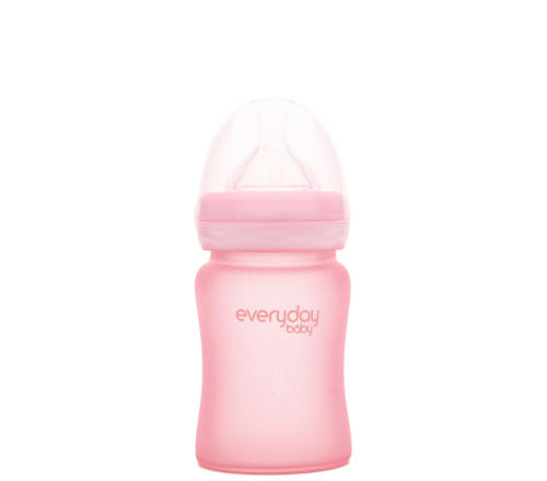 Скляна дитяча пляшечка з силіконовою захистом Everyday Baby (150 мл) рожевий